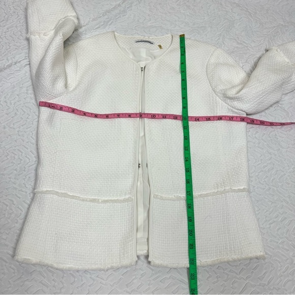 T Tahari White Basketweave Tweed Jacket Textured S - Picture 3 of 8